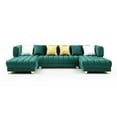 thumbnail image 6 of Marigold Green Velvet U-Shaped Double Chaise Sectional Sofa Gold or Silver Legs, 6 of 7