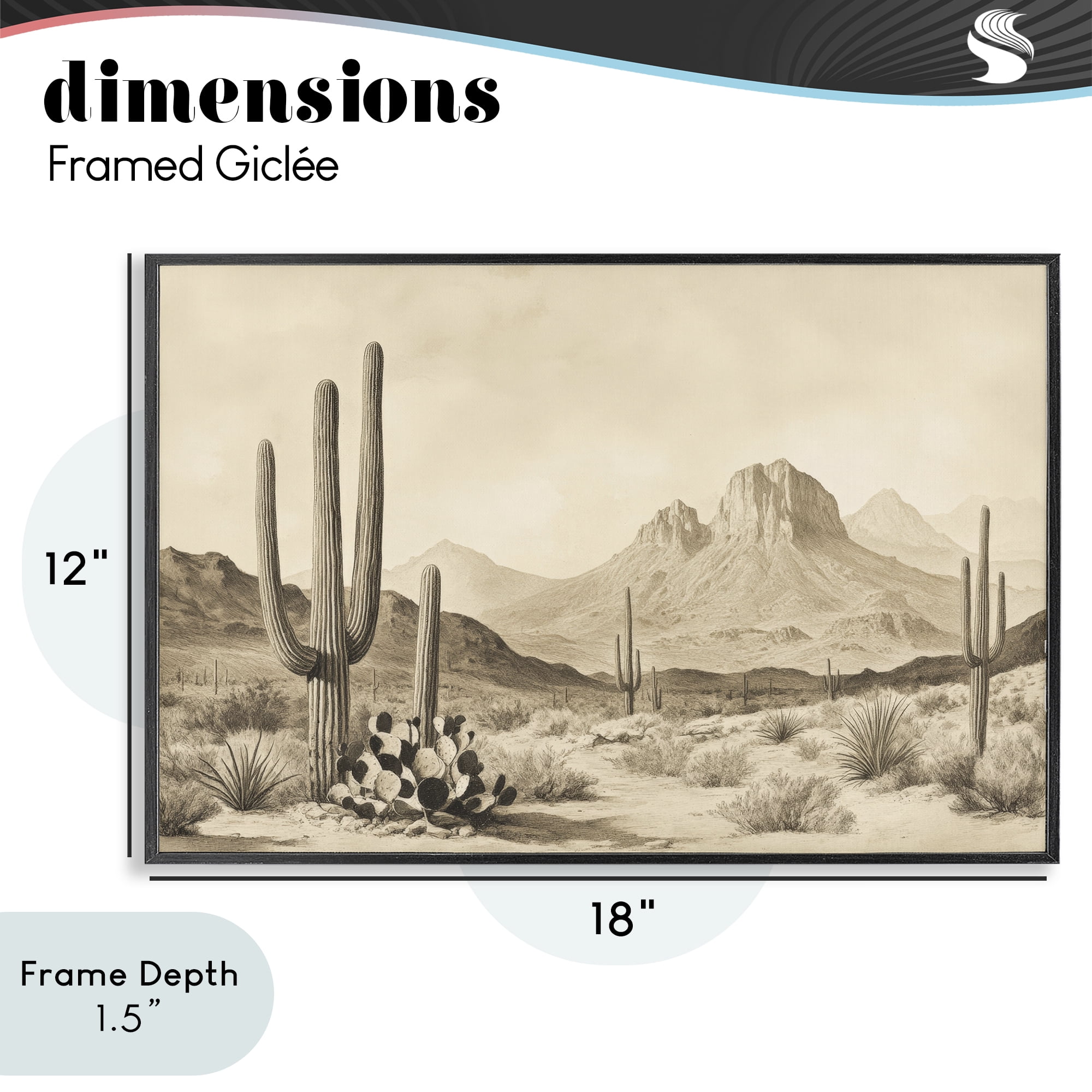 Stupell Industries Arizona Desert Vista Black Framed Giclee Art, design by Petal Prints Design