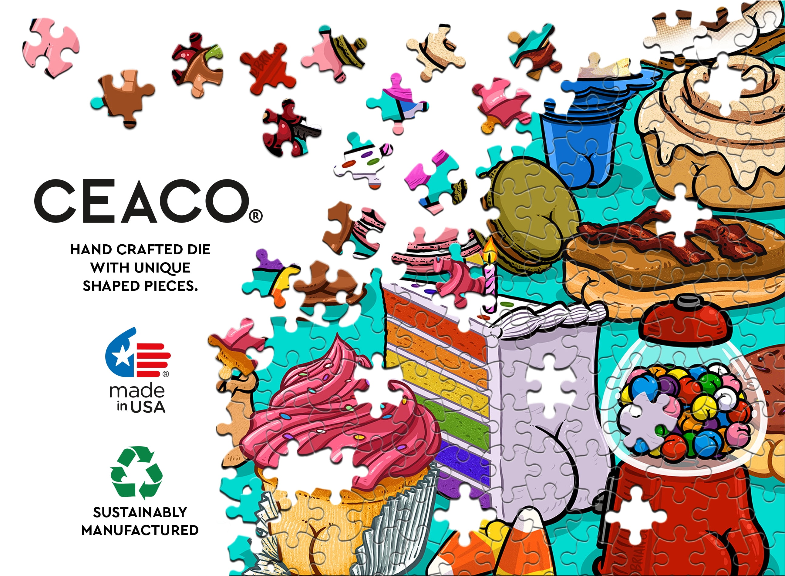 Ceaco - Brian Cook Butts on Things - Sweet Cheeks - 500 Piece Interlocking Jigsaw Puzzle