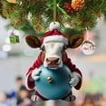 thumbnail image 2 of Pompotops Christmas Acrylic Mini Cute Cartoon Cow 2D Flat Christmas Tree Ornaments Car Pendant Christmas Tree Decorations, Xmas Home Decor, 2 of 6