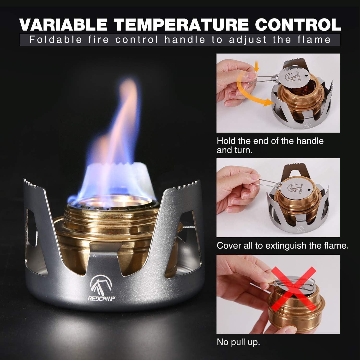 Redcamp Mini Alcohol Stove Burner for Camping, Lightweight Portable Spirit Burner with Stand