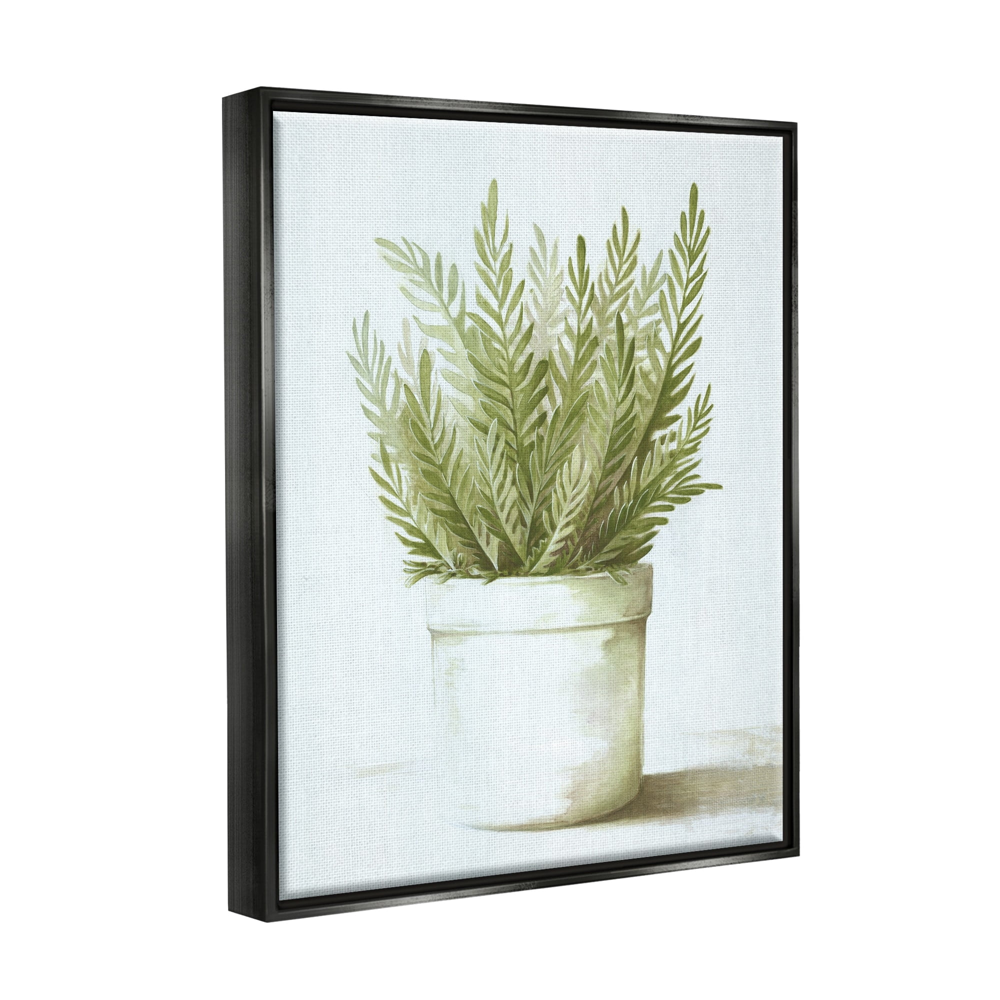 Stupell Industries Traditional Green Plant Leaves Emerging Herbal Botanicals Painting Metallic Gold Floating Framed Canvas Print Wall Art, Design by Dogwood Portfolio