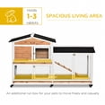 thumbnail image 4 of PawHut 62" Wooden Rabbit Hutch with Wheels, Run Box, Tray, Ramp, Yellow, 4 of 10