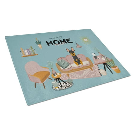 

Carolines Treasures CK7954LCB English Toy Terrier Sweet Home Glass Cutting Board Large 12H x 16W multicolor