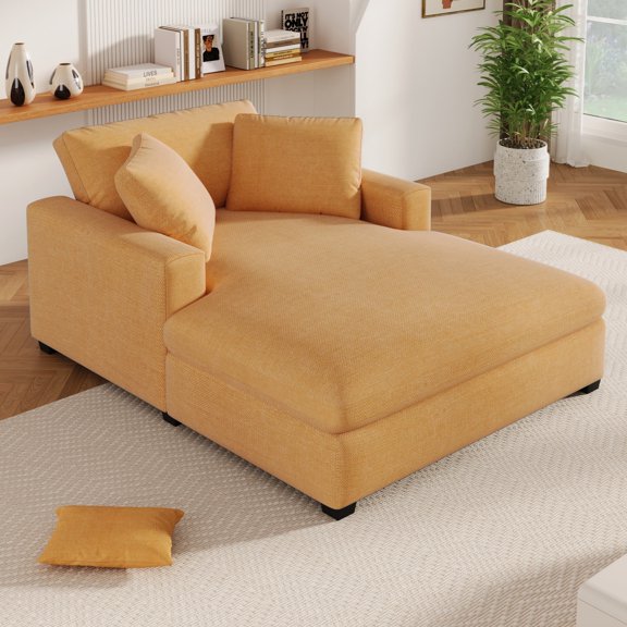 53.5''*70.9'' Oversized Chaise, Lounge Chair - Classic Design, Soft Fabric, Easy Assembly, Durable Frame with Solid Wood Legs