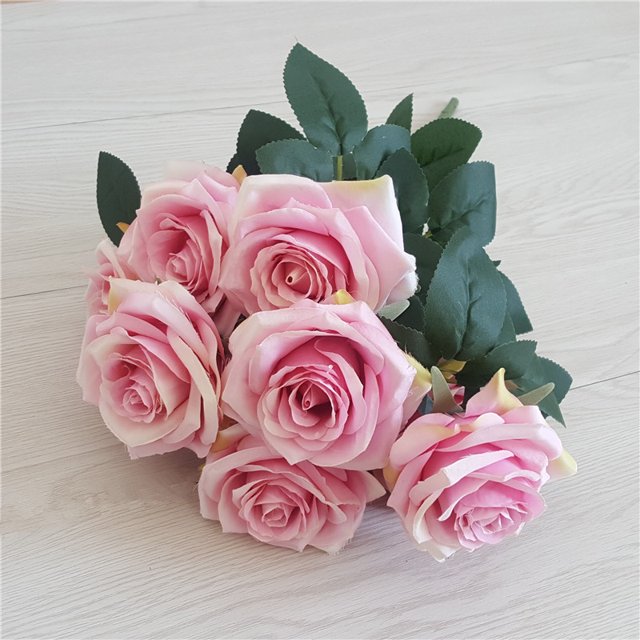 Ramo de rosas de simulación de 10 piezas, flores decorativas para bodas, adornos para el hogar, ramo de rosas de simulación, guía de ruta