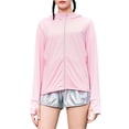 thumbnail image 4 of Kmbangi Female Solid Color Long Sleeve Hooded Tops Jacket with Zipper Pockets, 4 of 5