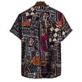 thumbnail image 2 of Men's Casual Button Down Linen Shirts - Short Sleeve, Stand Collar, Floral Pattern, 2 of 7