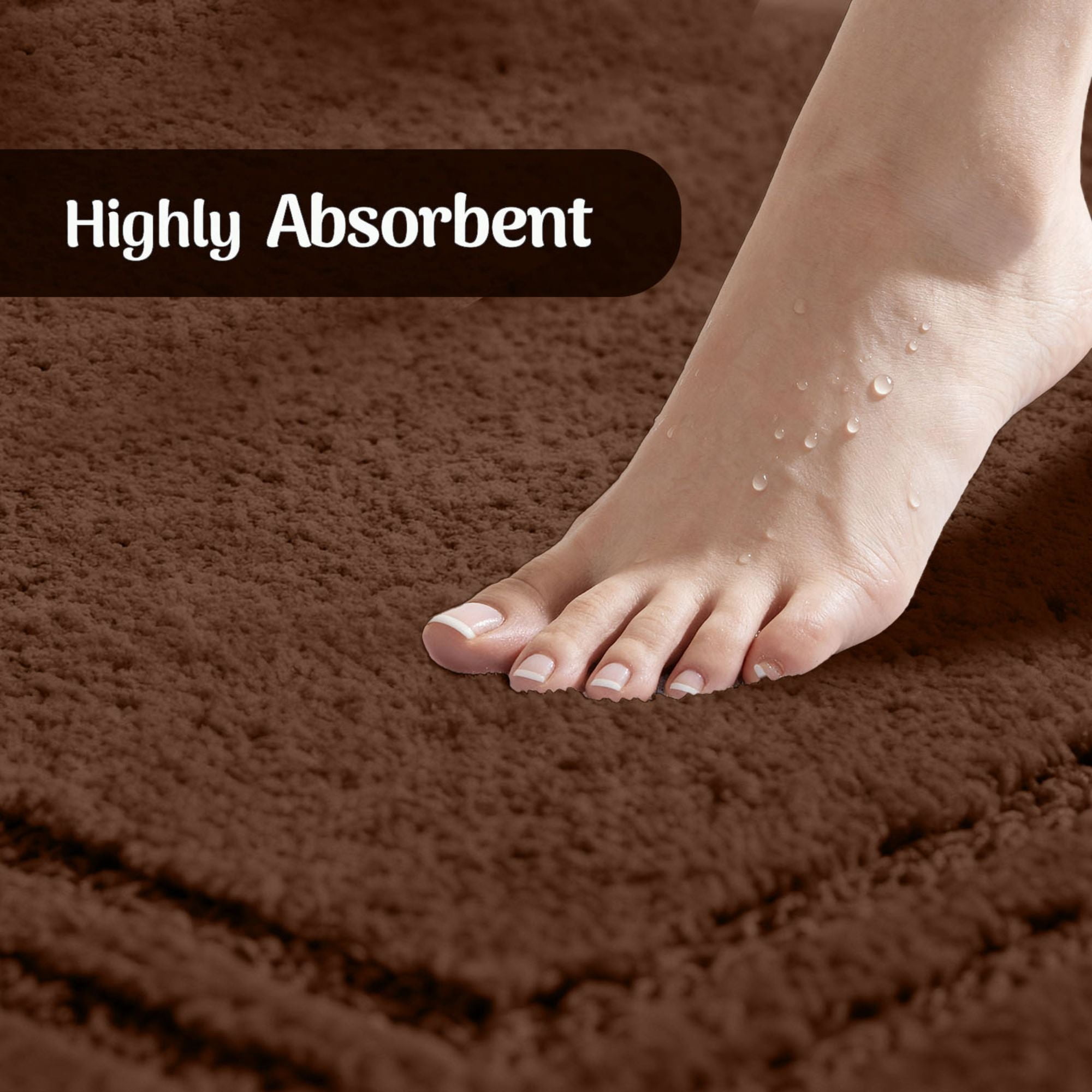 Superior Solid Bordered Cotton Washable Non-Slip Bath Rug, Runner Size, Chocolate