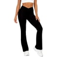 thumbnail image 3 of Athletic Pants for Women Plus Size Pull on Pants Casual Wide Leg Yoga Pants Bell Bottom Leggings for Workout Running Athletic Activewear, 3 of 7