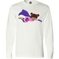thumbnail image 3 of Inktastic African American Girl, Purple Cape, Superhero Girl Long Sleeve T-Shirt, 3 of 5