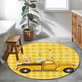 thumbnail image 3 of Round Rug 4Ft Washable Non-Slip, Farmhouse Truck Circle Area Rugs for Living Room Bedroom, Country Bee Daisy Yellow Buffalo Lattices Indoor Floor Mats Carpet Runner for Home Decor Aesthetic, 3 of 8