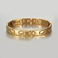 thumbnail image 5 of Wollet Magnetic Stainless Steel Bracelet for Men,Birthday Gifts for Boyfriend, Gold, 5 of 9