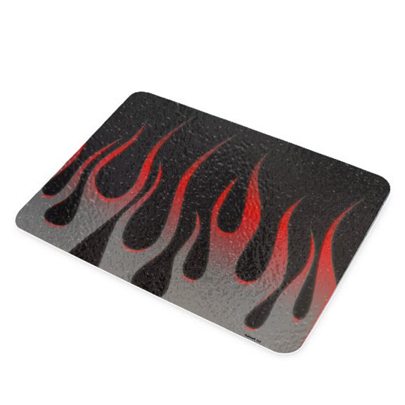 KuzmarK Glass Cheese Cutting Board 11"x7.75" - Hot Rod Cool Fire