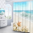 thumbnail image 2 of Beach Ocean Shower Curtain Starfish Seashell Blue Sea Wave Summer Tropical Seaside Nature Scenery Bathroom Curtains Polyester Fabric with Plastic hookss 83Wx70H Inch, 2 of 6