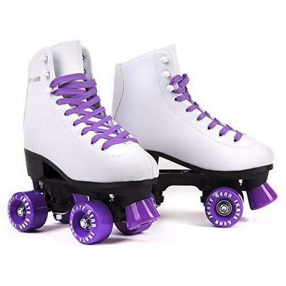 Skate Gear Extra Support Quad Roller Skates for Kids and Adults (Purple, Women's 10 / Men's 9)