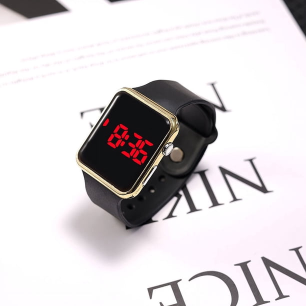 Reloj electrónico cuadrado con LED galvanizado para estudiantes de primaria y secundaria, reloj con gafas de sol para parejas de adultos