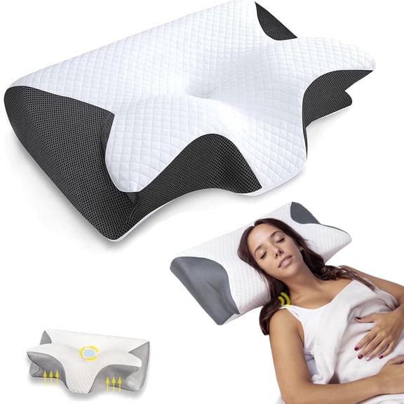 Sleep Apnea Pillow, Pillow for Sleep Apnea and Snoring, Cervical Memory Foam Breathable Contour Pillow for Side Sleepers, Back Sleepers, Stomach Sleepers