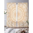 thumbnail image 3 of Sheer Curtains 84 Inches Long, Boho Geometric Light Filtering Window Curtains for Living Room, Ethnic Bohemian Farmhouse Art Motifs Rod Pocket Voile Sheer Curtain Drapes, 52"W x 84"L, 2 Panels, 3 of 8