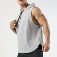 thumbnail image 2 of RYDCOT Men's Workout Quick Drying Hooded Tank Tops Sleeveless Gym Training Hoodies Bodybuilding Muscle Cut off T Shirt Gray, 2 of 6