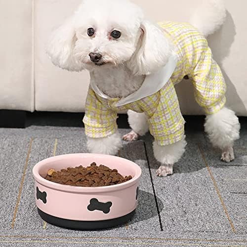 Ceramic Dog Bowls with Bone Pattern, Dog Food Dish for Large Dogs, Porcelain Pet Bowl for Water 70 Fl Oz (Turquoise)