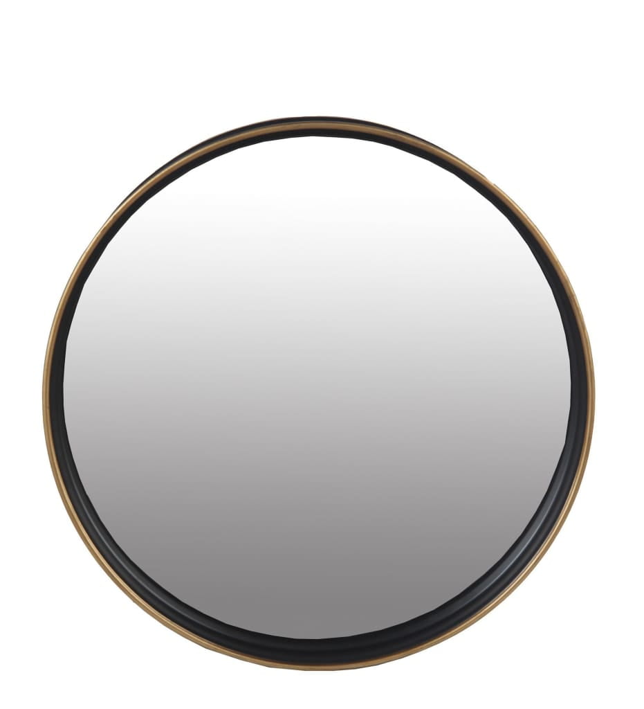 14" Round Wall Mirror With Raised Edges, Black and Bronze By Casagear Home - Black and Bronze / 14.5 H x 14.5 W x 4.38 L Inches / Metal