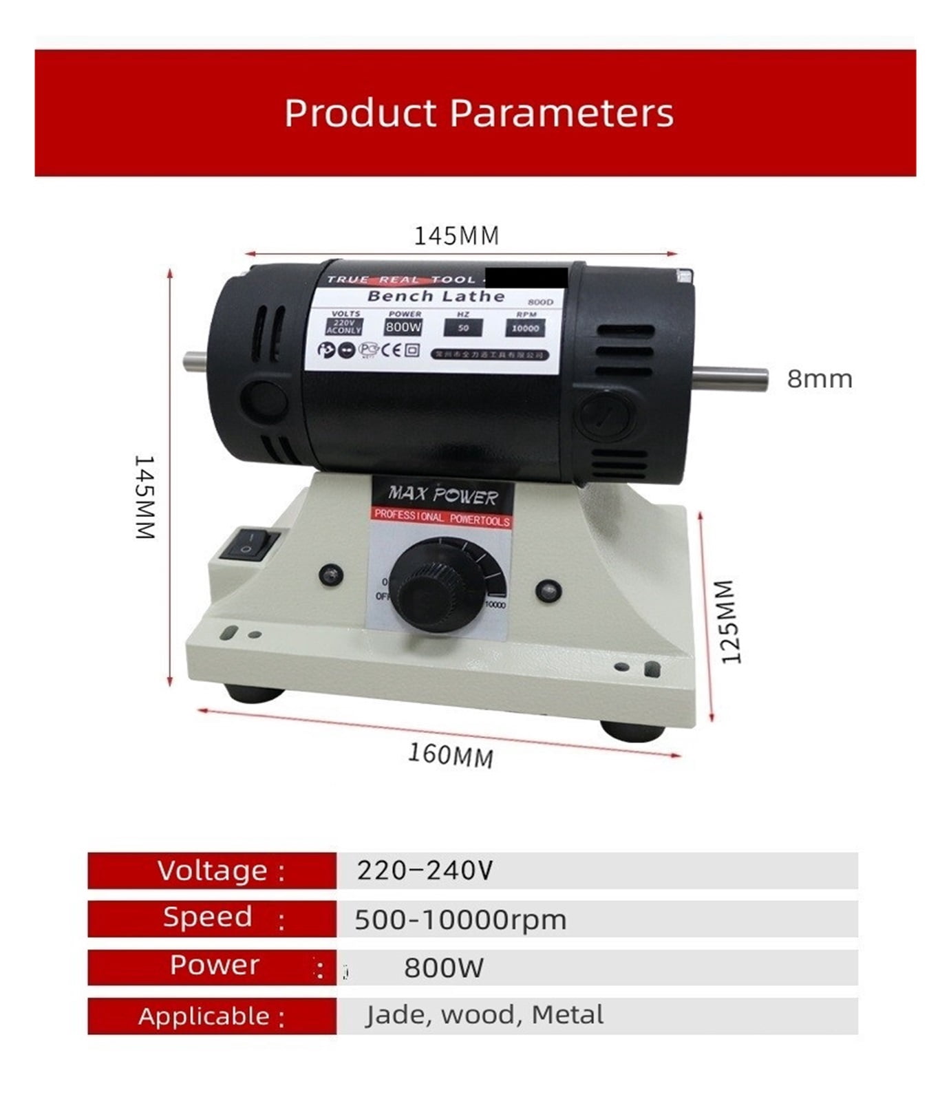 800W High-Power Bench Grinder, Electric Eoodworking Jade Carving Polishing Machine Grinder 0.3-4mm Flexible Shaft Handle ,Powerhouse Performance
