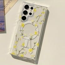 Dteck for Samsung Galaxy S23 Ultra Case with Clear Floral Designs for Women Girls,Compatible with MagSafe, Stylish Slim Thin Shockproof TPU Bumper Flower Phone Cover for Galaxy S23 Ultra,Yellow Flower