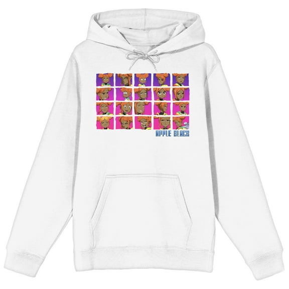 Apple Black Opal Wantmore Facial Expressions Adult White Graphic Hoodie-XXL
