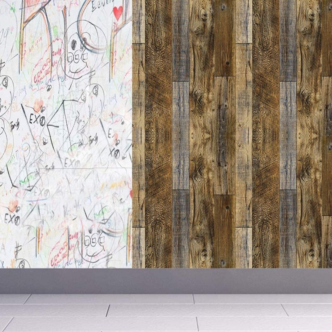 Abyssaly Wood Wallpaper 17.7" x 393" Brown Wood Peel and Stick Paper Self Adhesive and Removable Wood Plank Wallpaper Easy to Apply Home Decorative for Cabinets Shelf Liner Closet