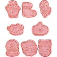 thumbnail image 1 of Juego de 8 cortadores de galletas navideñas, moldes para galletas navideñas con forma de copo de nieve 3D, moldes de chocolate navideños para masa de hojaldre, tipo 2, 1 of 5