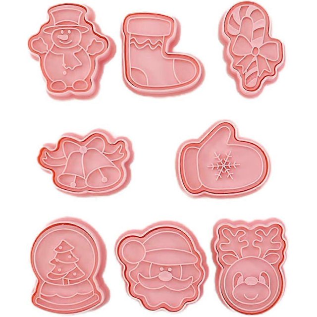 Juego de 8 cortadores de galletas navideñas, moldes para galletas navideñas con forma de copo de nieve 3D, moldes de chocolate navideños para masa de hojaldre, tipo 2