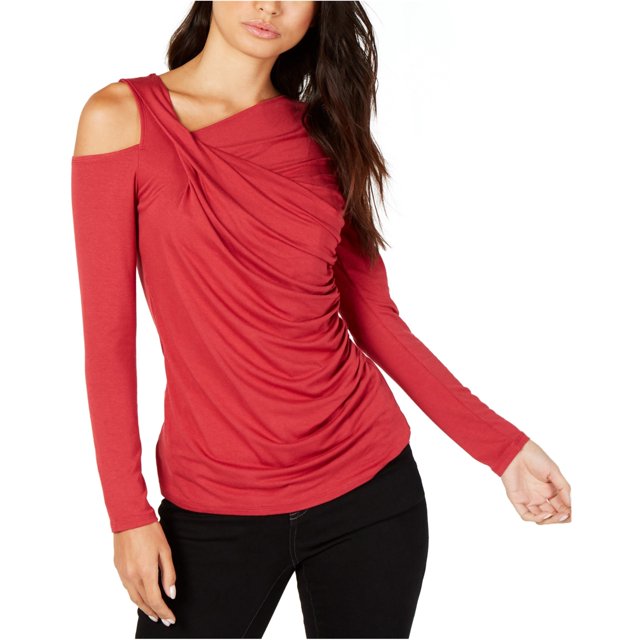 Vince Camuto Blusa con hombros descubiertos fruncidos para mujer, rojo, grande Vince Camuto Hombro frío
