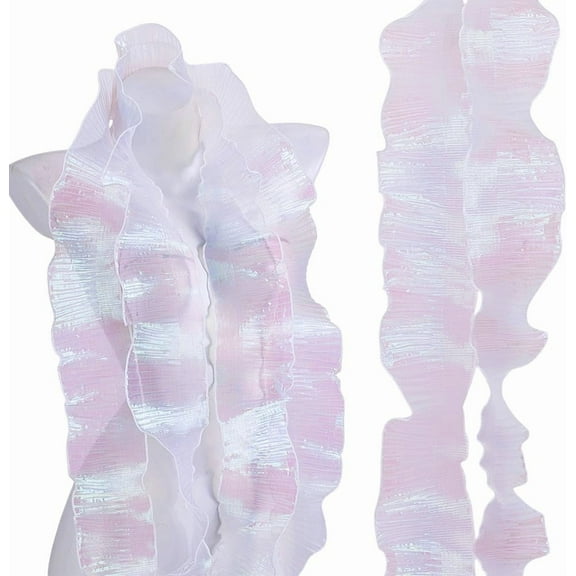 11 Yards White Ruffle Ribbon Trim Organza Ruffled Fabric 3.5 Inches Wide Vintage Fabric Lace Applique Trimming