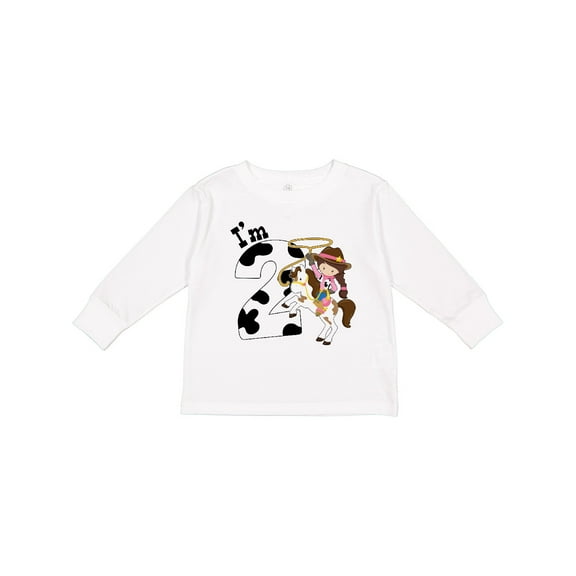 Inktastic I'm Two-cowgirl Riding Horse Birthday Girls Long Sleeve Toddler T-Shirt