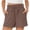 Brown, variant on Women's Casual Shorts with Pockets, Summer Drawstring Shorts Women, High Waisted Elastic Waist Loose Fit Shorts, Solid Color Lightweight Breathable Comfy Shorts, Beach Brunch Lounge Wear