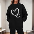 thumbnail image 2 of ZQUUVOU Winter Fleece Pullover for Women Valentines Print Long Sleeve Sweatshirt with Pocket Warm Plush Lined Pullover Black A, 2 of 5