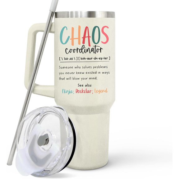 Chaos Coordinator Gifts for Women, Thank You Gifts for Women, Boss Lady Gifts for Women - Birthday, Appreciation Gifts for Boss, Teacher, Coworker, Social Worker - Chaos Coordinator Tumbler, Cup 40Oz