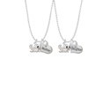 thumbnail image 2 of Delight Jewelry Silvertone All Star - Soccer ball Mother & Daughter Heart Necklaces (Set of 2), 19"+2", 2 of 4