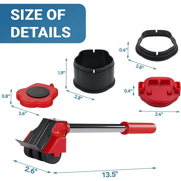 AMIFF Heavy Duty Furniture Lifter Tool 2.6 x 13.5, 4 Red
