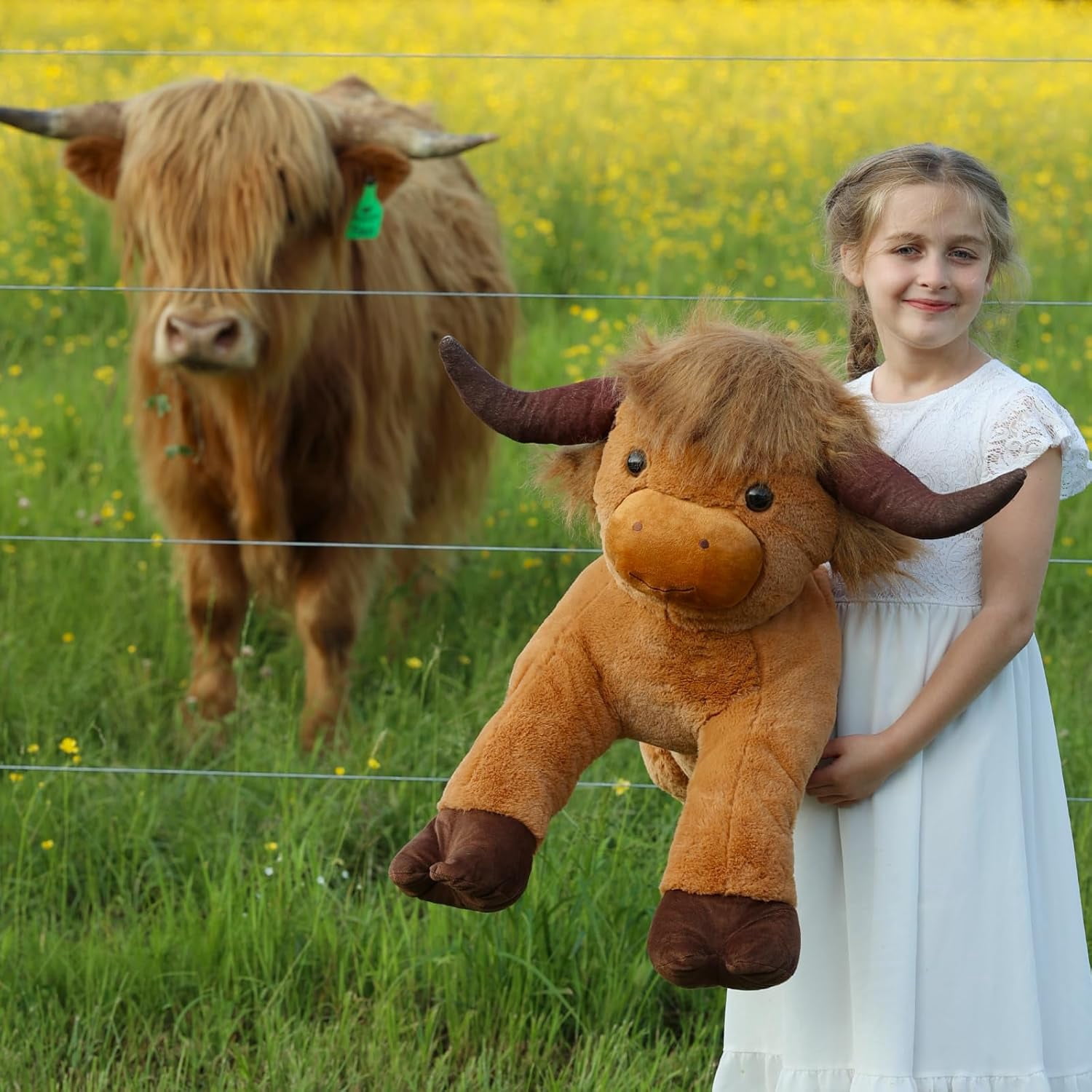 MaoGoLan 41 inch Large Highland Cow Stuffed Animal Giant Hyland Cow Plush Scottish Cattle Stuffed Toy