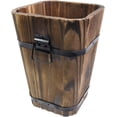 thumbnail image 2 of EaseDay Vintage Wooden Barrel Planter, Rustic Solid Wood Whiskey Barrel Flower Pot with Durable Metal Handles and Frame, Decorative Garden Plant Pot, 1 Pack, 2 of 9