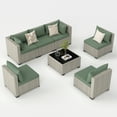 thumbnail image 5 of MRUAKA 7 Pieces Patio Conversation Set, Outdoor Sectional PE Rattan Wicker Furniture Seat,Light Green, 5 of 7