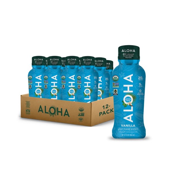 Aloha Organic PlantBased Protein Shakes Vanilla 12 Fl Oz Each