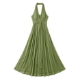 thumbnail image 6 of Karymi Halter Deep V Maxi Dress, Sleeveless Twist Front High Slit Backless Flowy Vacation Evening Gown Easter Dresses for Women, 6 of 6