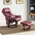 thumbnail image 5 of Mcombo Reclining Chairs with Ottoman, 360 Degrees Swivel Recliners with Massage, Faux Leather Ergonomic Lounge Chairs for Living Room Bedroom 4999(Burgundy), 5 of 9