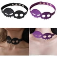 thumbnail image 2 of HUGFEGWE Collier Ras-du-Cou Squelette Cool d'Halloween Collier Punk Collier Ras-du-Cou Ras-du-Cou en Cuir PU Bijoux de Cosplay CA919-100618, 2 of 8
