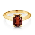 thumbnail image 2 of Gem Stone King 18K Yellow Gold Plated Silver Red Garnet Solitaire Engagement Ring for Women (2.13 Cttw, Oval 9X7MM, Gemstone January Birthstone, Available in Size 5, 6, 7, 8, 9), 2 of 4