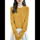thumbnail image 1 of Suéter de Larga con Cuello Redondo de Color Liso para Mujer, Chaqueta de Punto Combinable para y Otoño Amarillo Mostaza M, 1 of 8