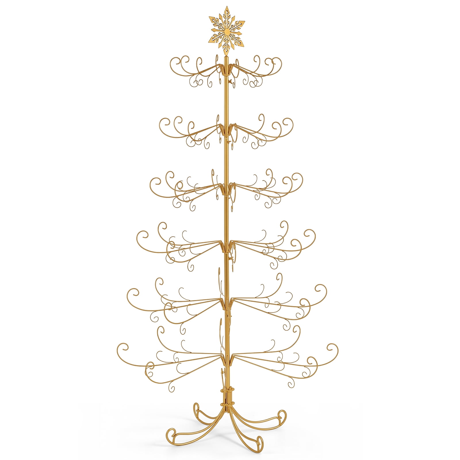 Astoutdoor 6 ft Gold Iron Christmas Tree with Snowflake Top, PVC Everyday Decor Tree, No Accessories Included
